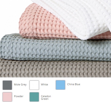 zomerdeken, wafeldeken,katoen,eenpersoons,tweepersoons, wit, pink,powder,,celadon groen,grijs,grey, blauw